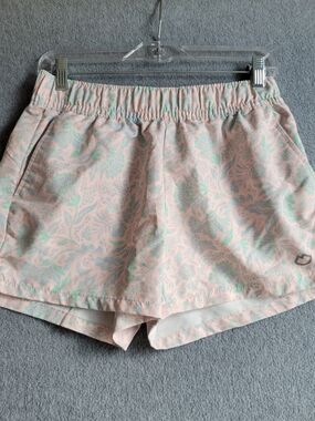 Light Pink Floral Active Shorts with Mint Accents Sz S